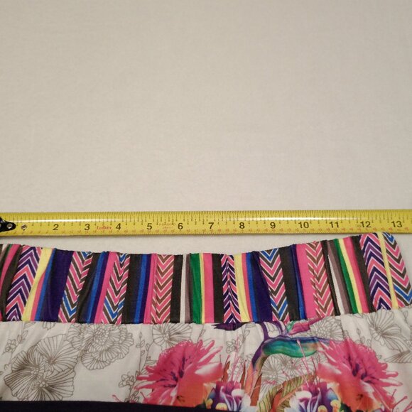 Smash Womens Boho Floral Print Elastic Waist Skirt Purple Black Trim Size M - Picture 10 of 11